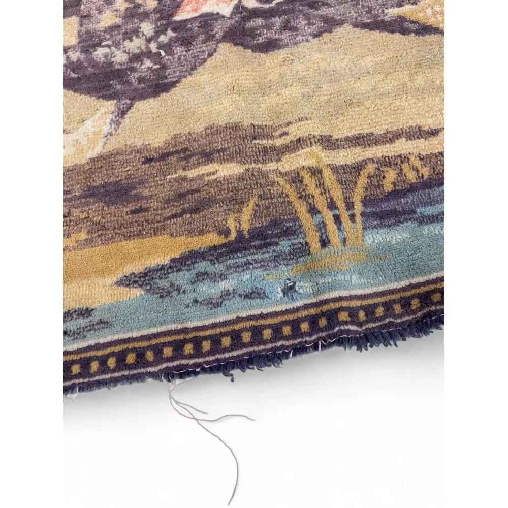 Vintage Arabian Nights Tapestry Middle Eastern Men Horses Wall Hanging 43x23